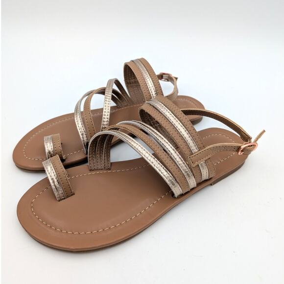 Kurt Geiger London Mini Delilah Strappy Sandal Women's Brown/Gold Size 5M EU37 - Picture 1 of 12